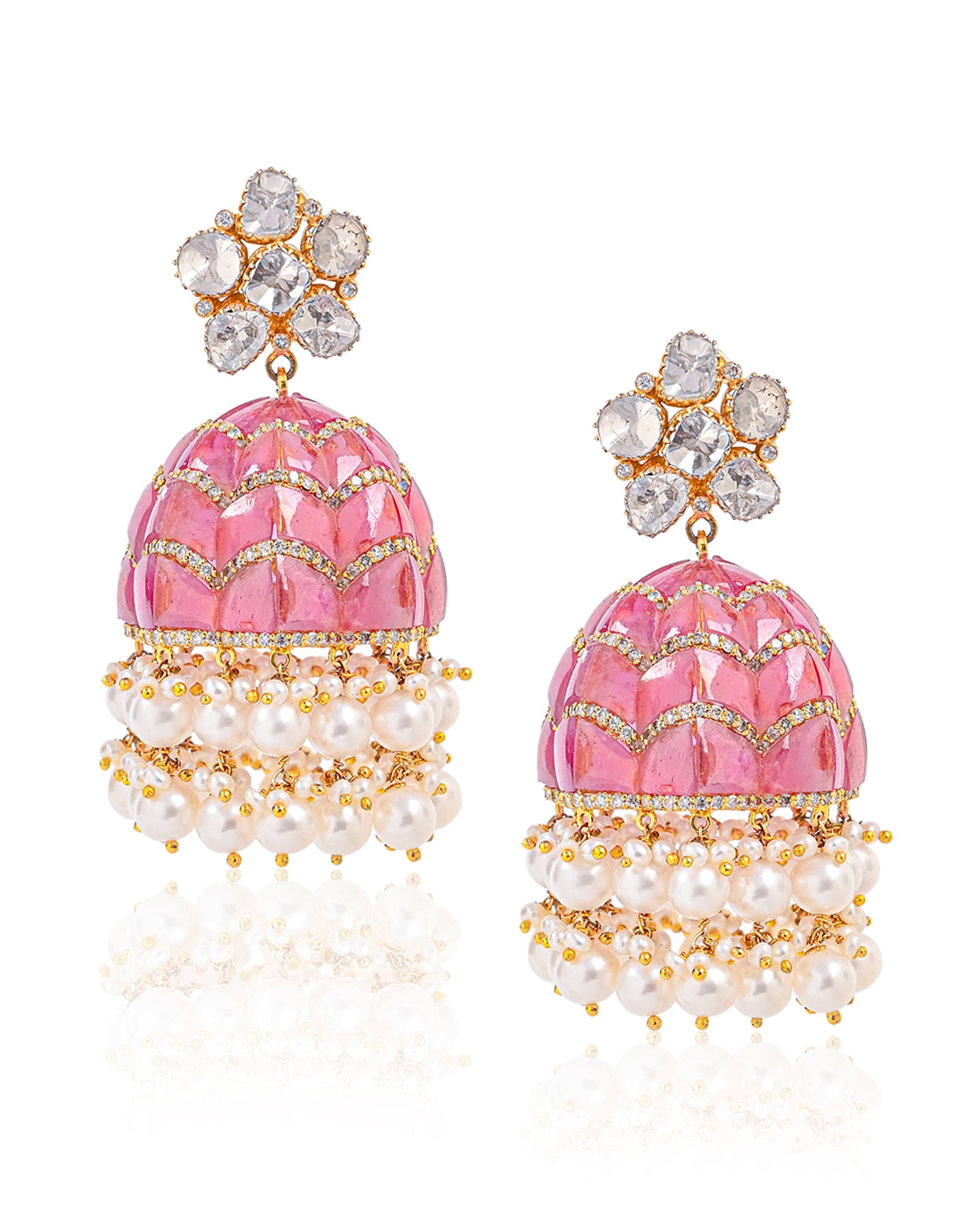 Ruby Swirl Jhumkas