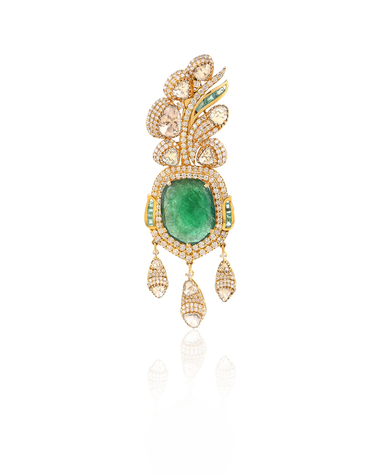 Rajputana Emerald Brooch