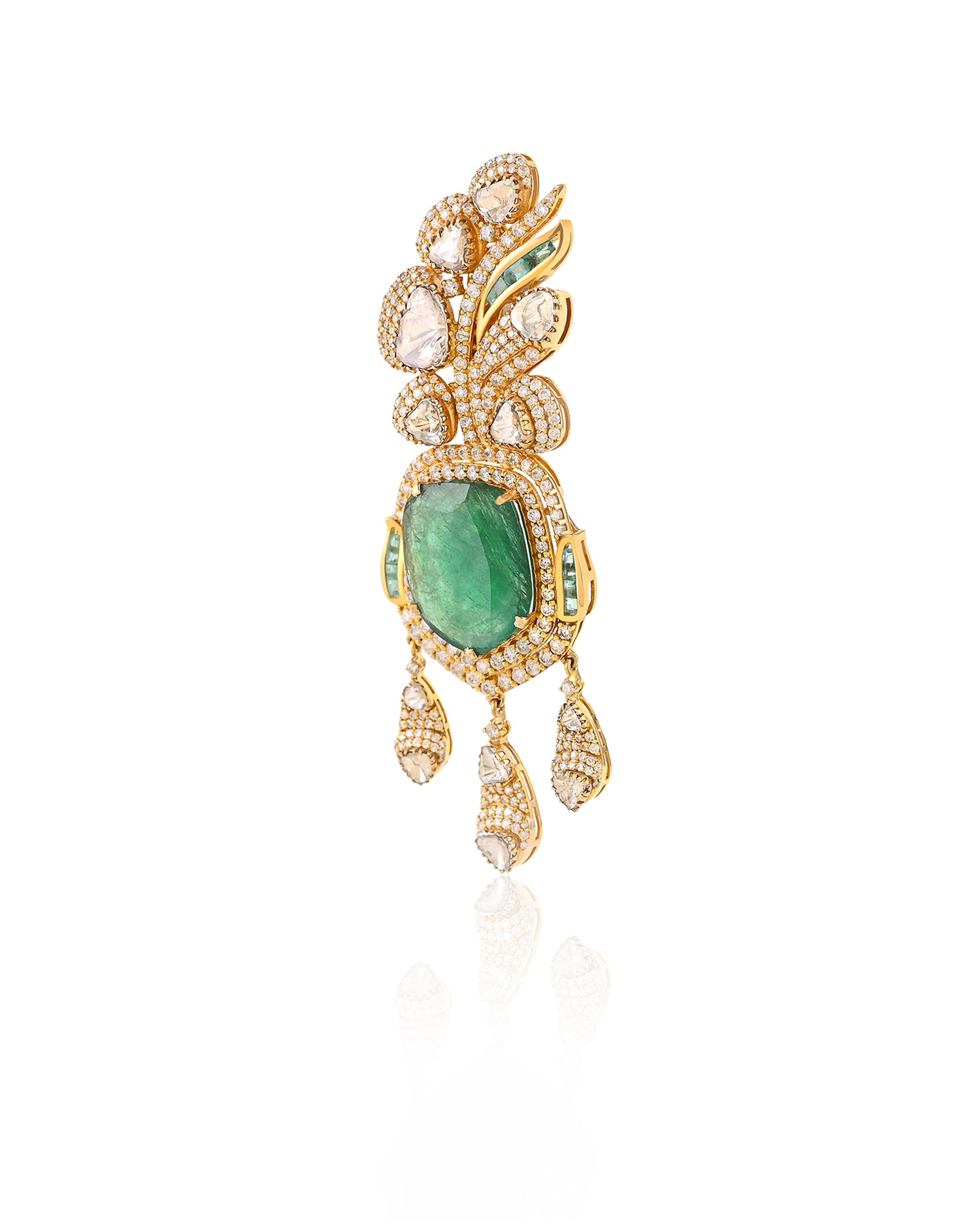 Rajputana Emerald Brooch