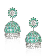 Emerald Swirl Diamond Jhumkas