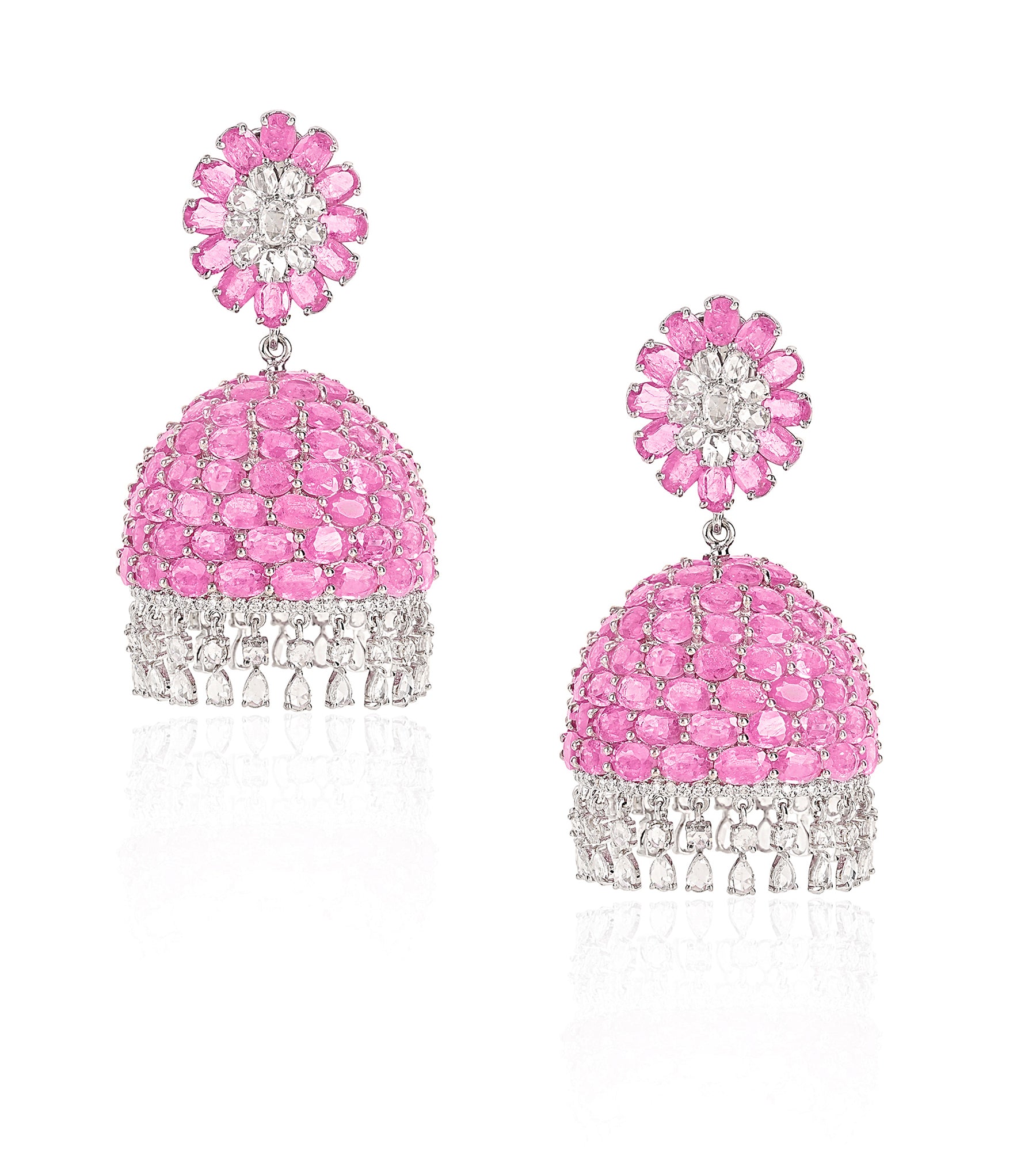 Ruby Swirl Diamond Jhumkas