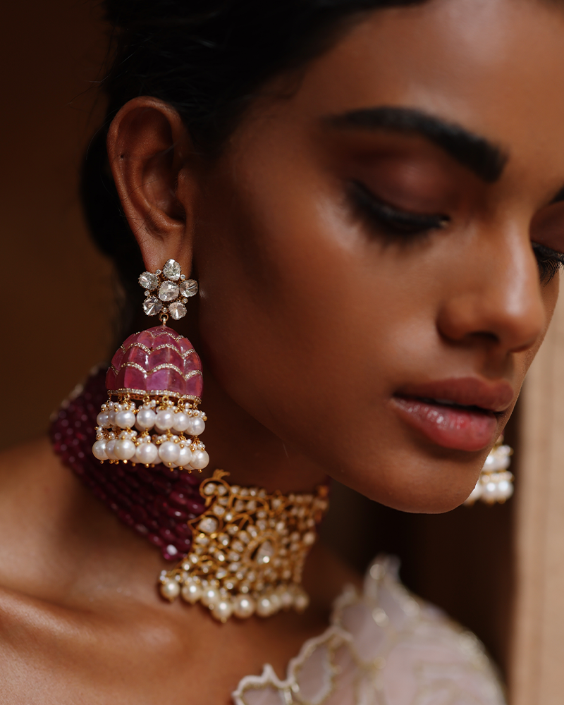 Ruby Swirl Jhumkas