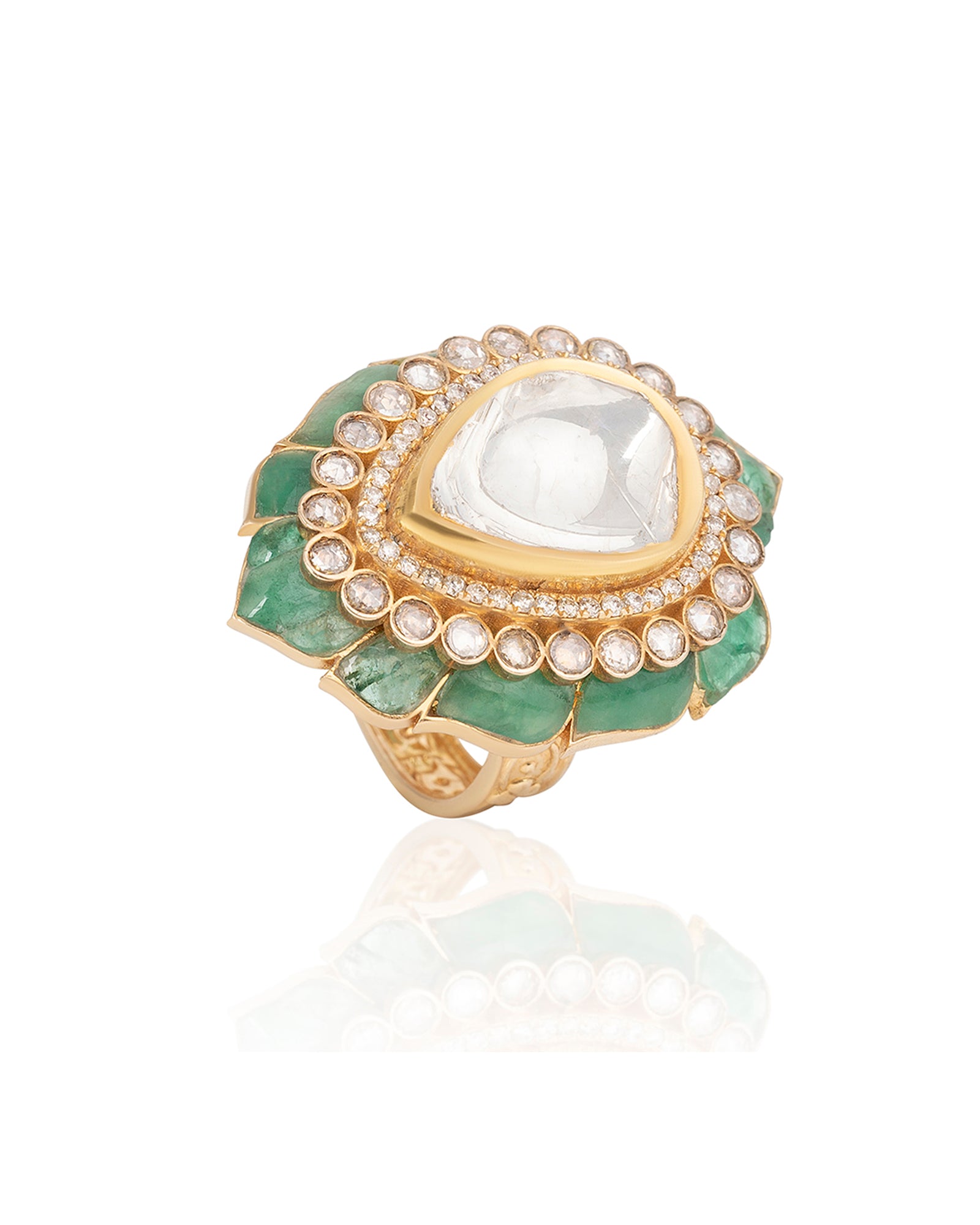 Emerald Lotus Ring