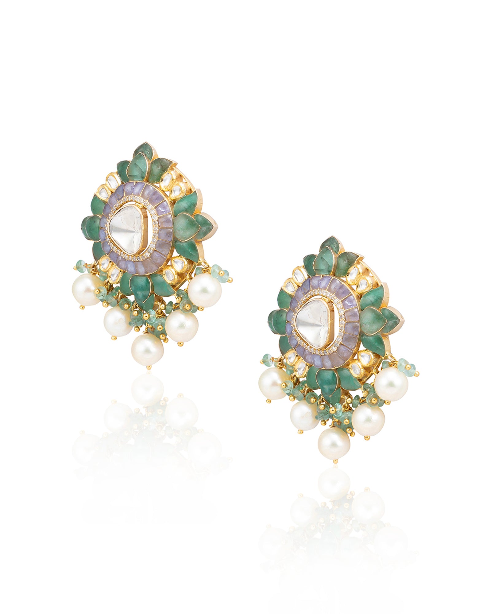 Emerald Gardenia Earrings