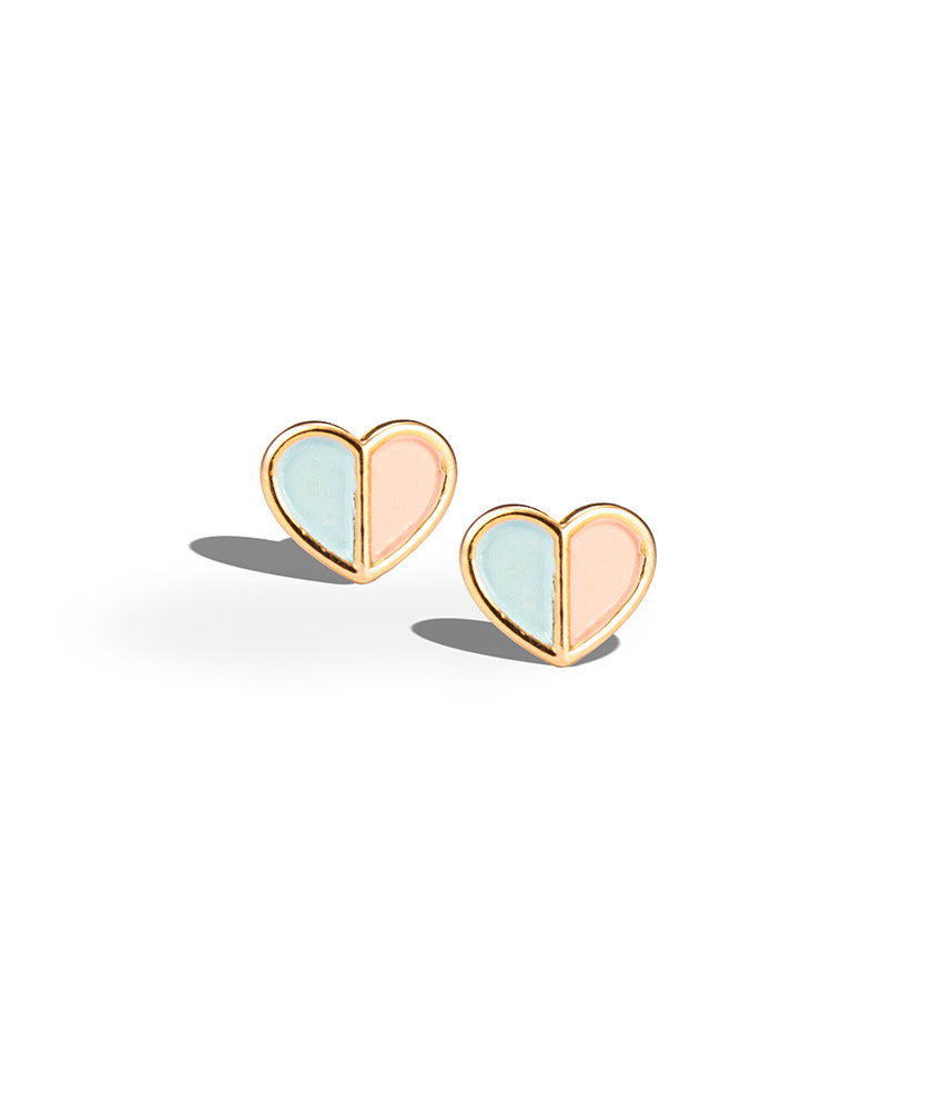 BABY A Dual Shade Heart studs