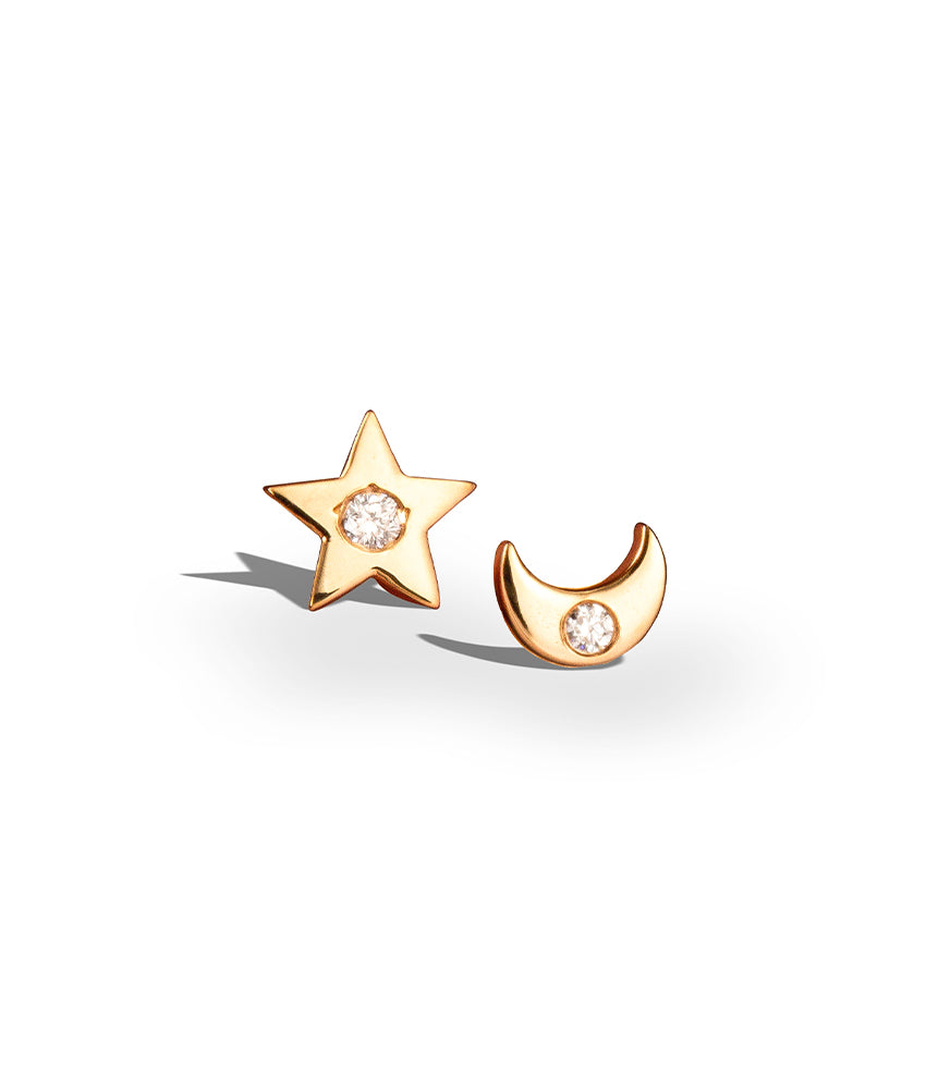 BABY A Moon And Stars Studs