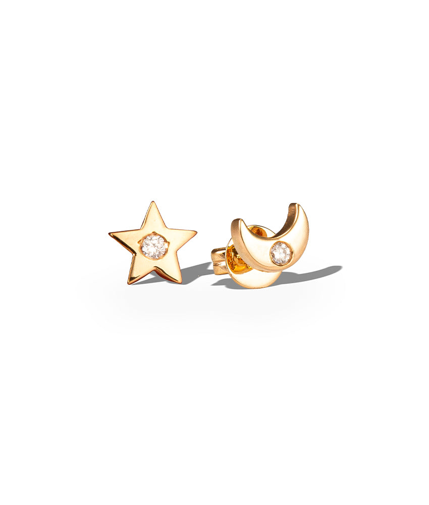 BABY A Moon And Stars Studs