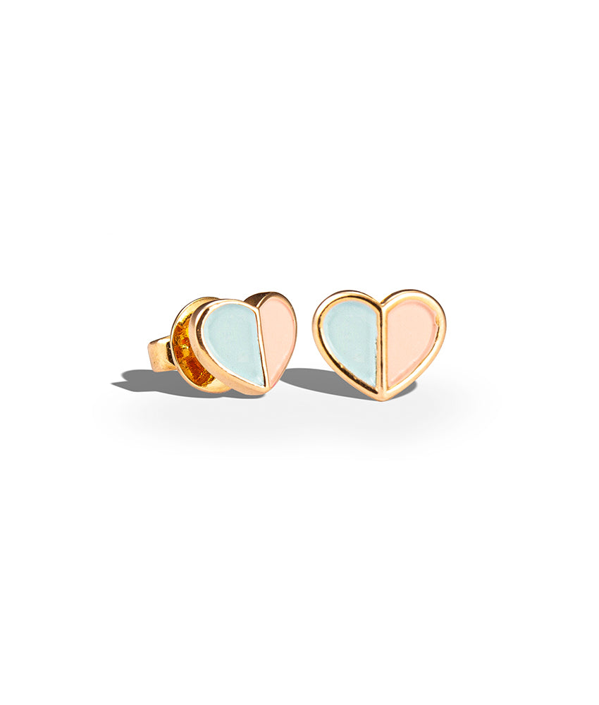 BABY A Dual Shade Heart studs